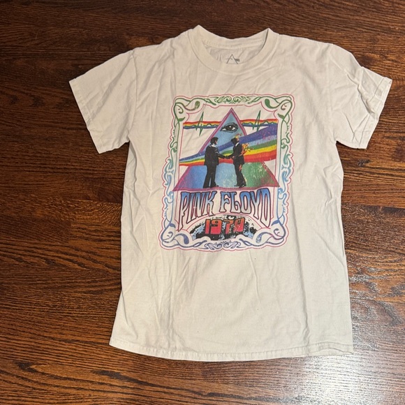 Pink Floyd Tops - Pink Floyd White Tee with Rainbow Prism Graphic